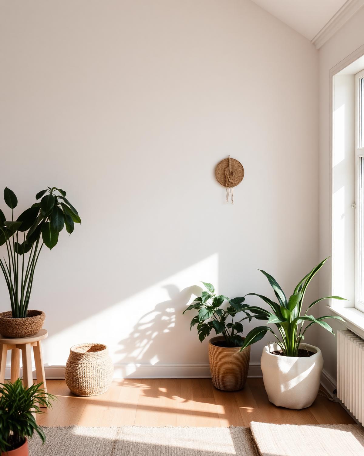 Interior minimalista con plantas